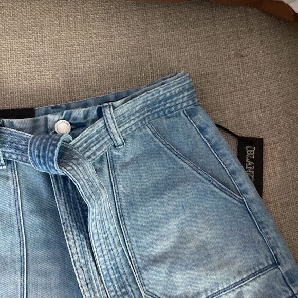 NWT Blank NYC Light Blue Jean Belted Shorts Size 24 - Picture 6 of 12